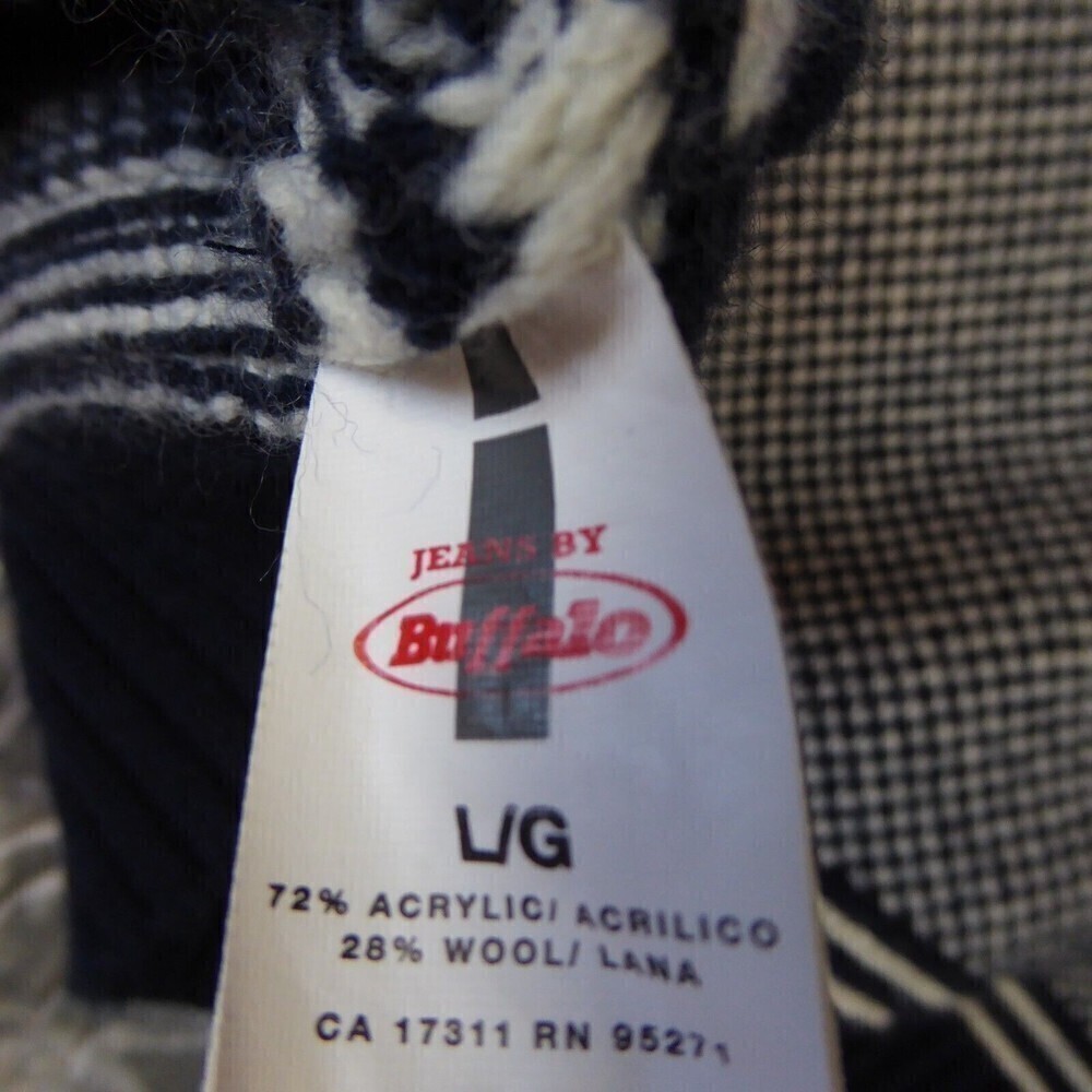 i Jeans by Buffalo Sweater Mens Large Blue Shawl Cardigan Fair Isle Nordic Wool - Picture 13 of 14